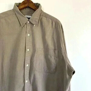 ANCHOR‎ BAY XL sleeve KHAKI Beige TAN Button Down 100 Cotton Y2K Vintage Mens